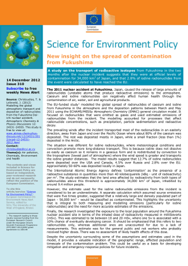 New insight on the spread of contamination from Fukushima